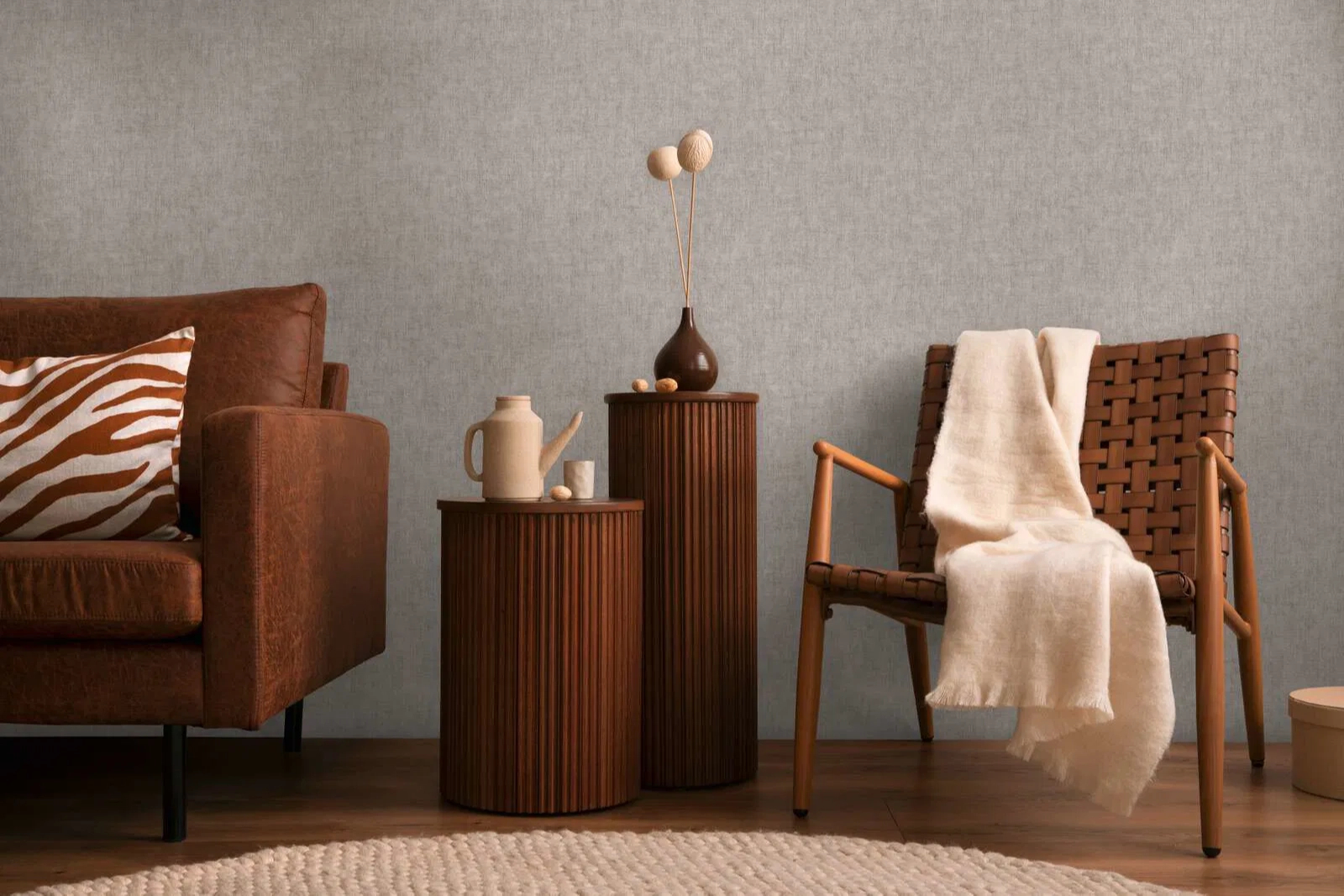 Mosható dekor tapéta egyszínű közép szürke színben