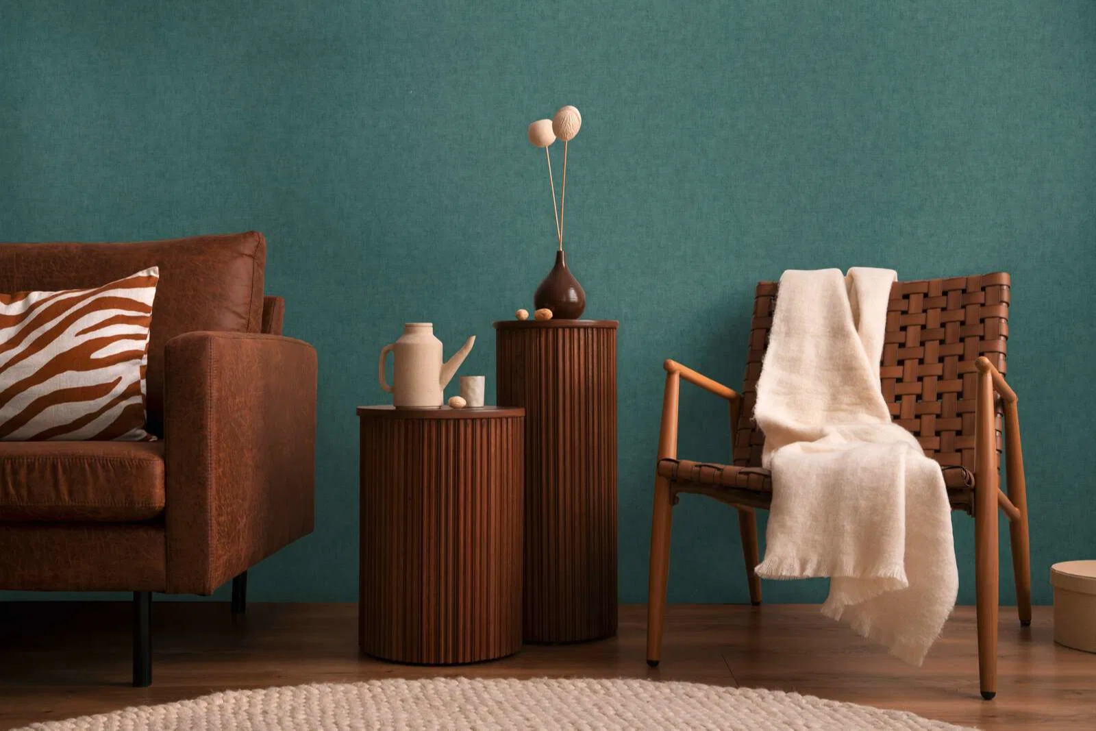 Mosható dekor tapéta egyszínű sötétzöld színben