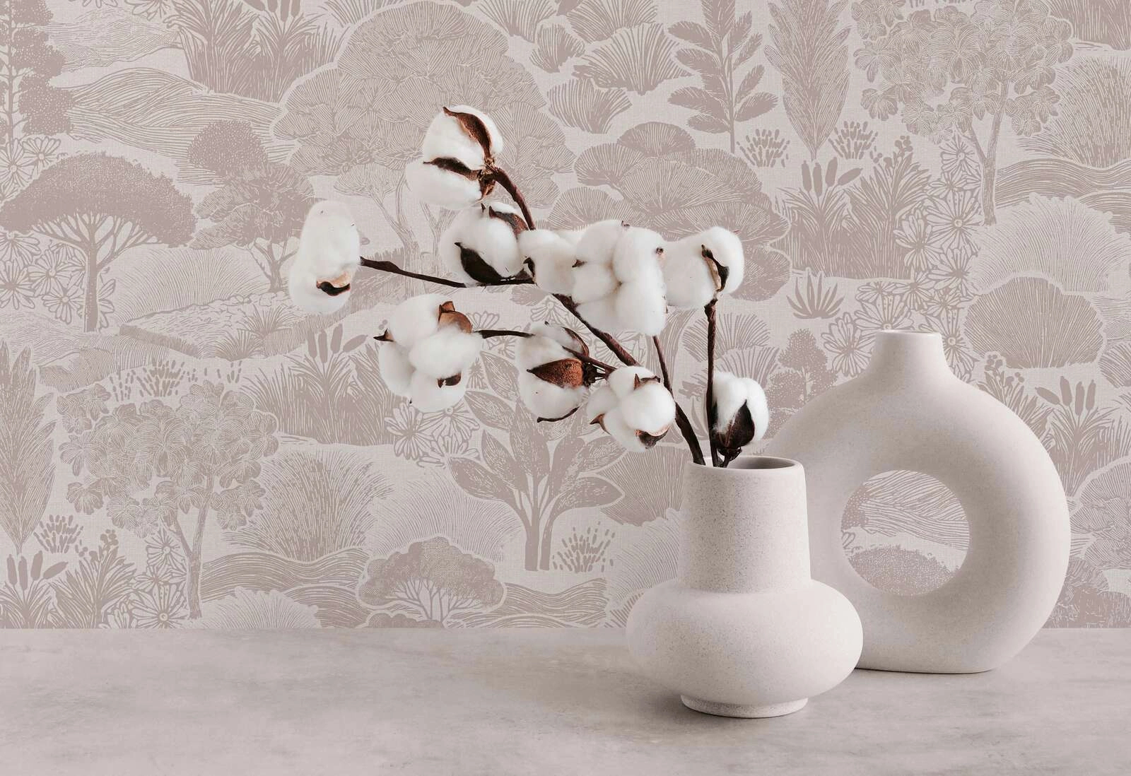 Mosható dekor tapéta fa mintával beige színben