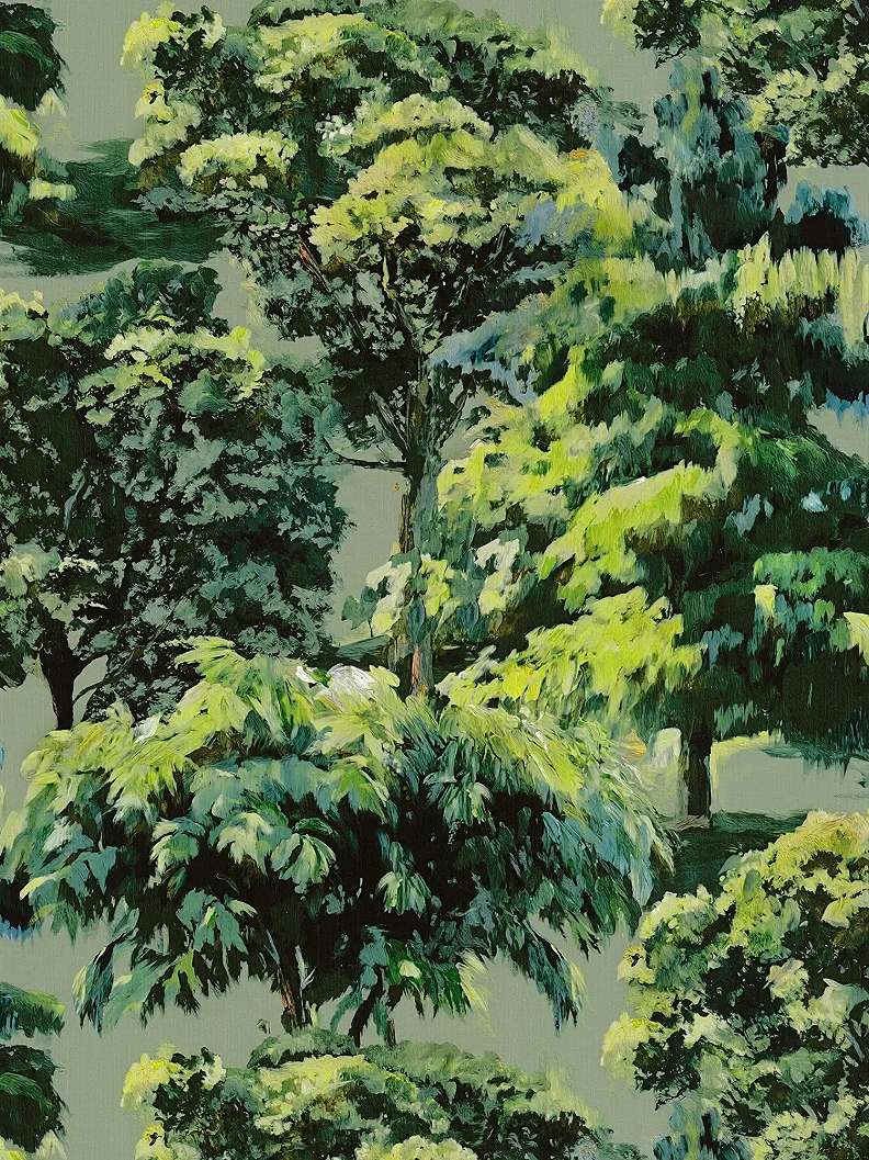 Mosható dekor tapéta fa mintával zöld színben