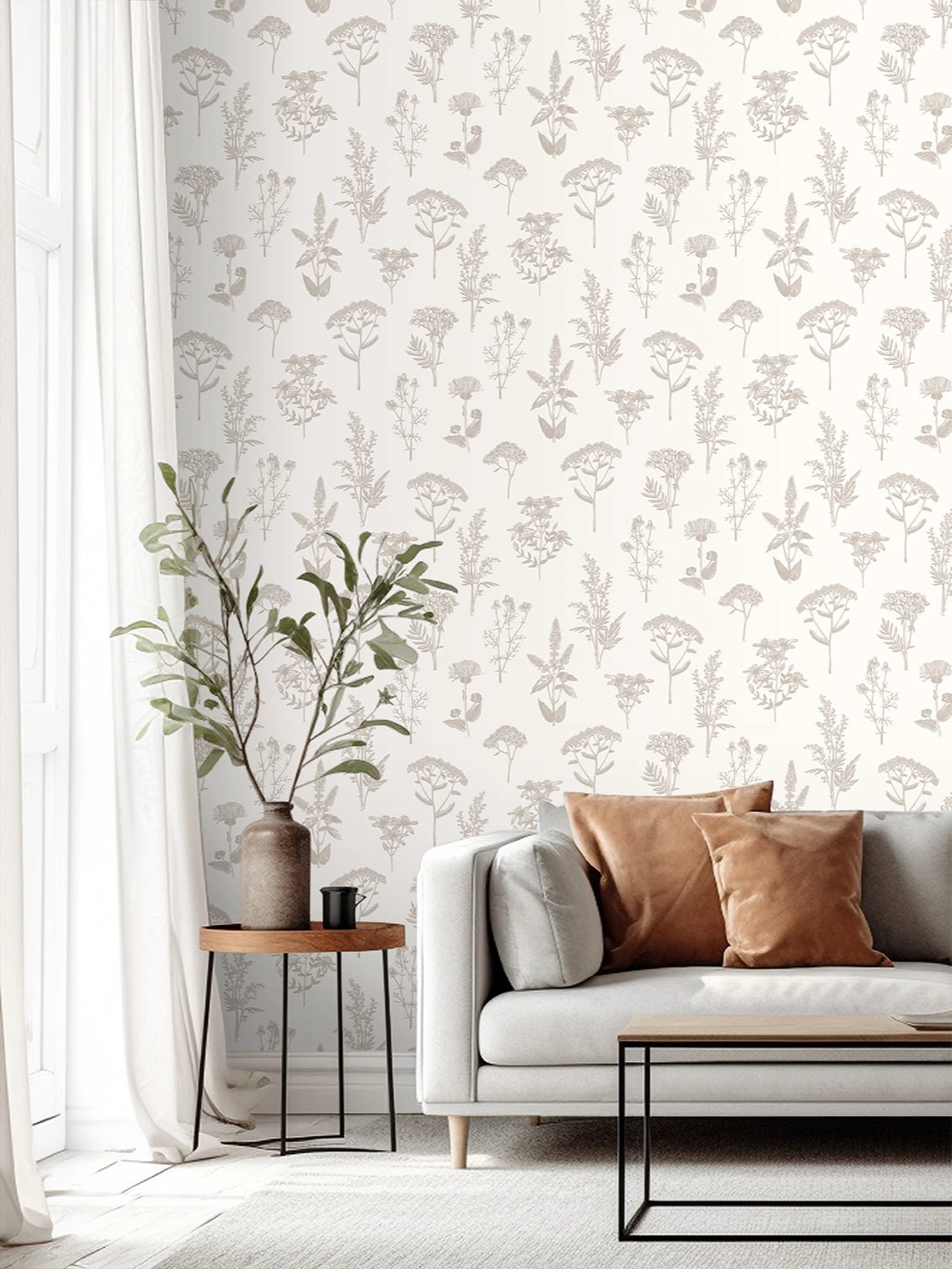 Mosható dekor tapéta fényes ezüst színű virágok mintával