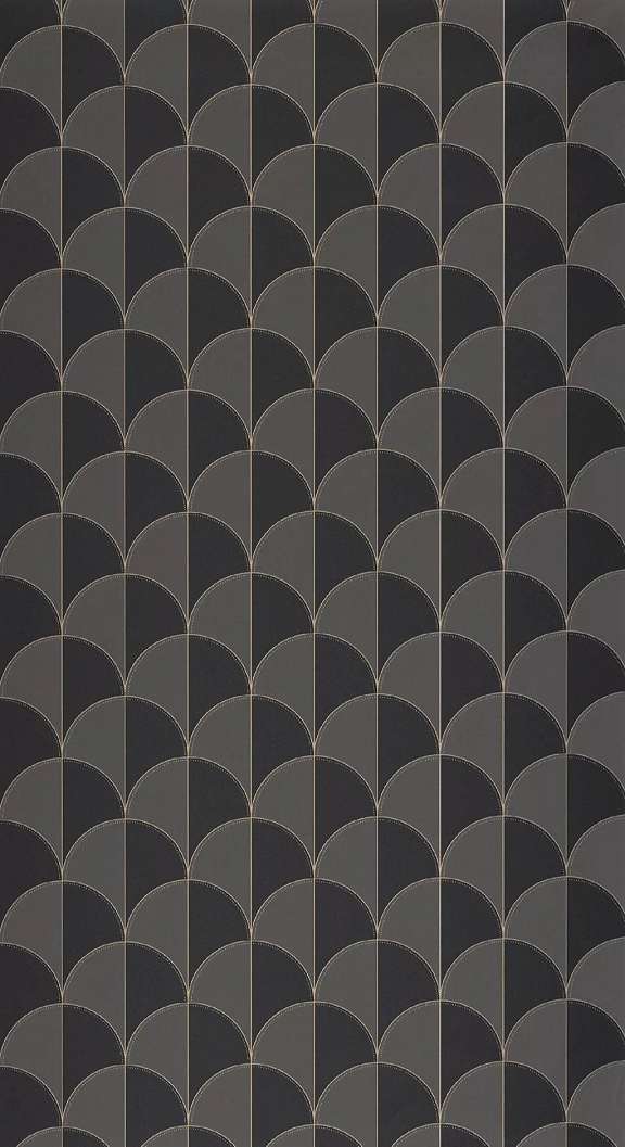 Mosható dekor tapéta geometrikus legyező mintával metálos arany fekete és szürke színben