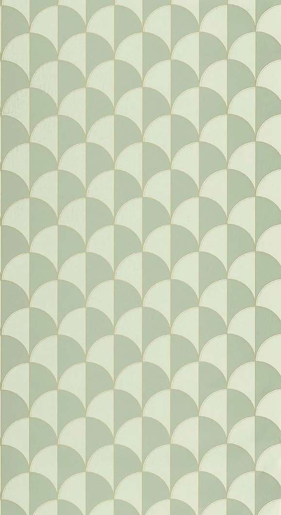 Mosható dekor tapéta geometrikus legyező mintával metálos arany világoszöld színben