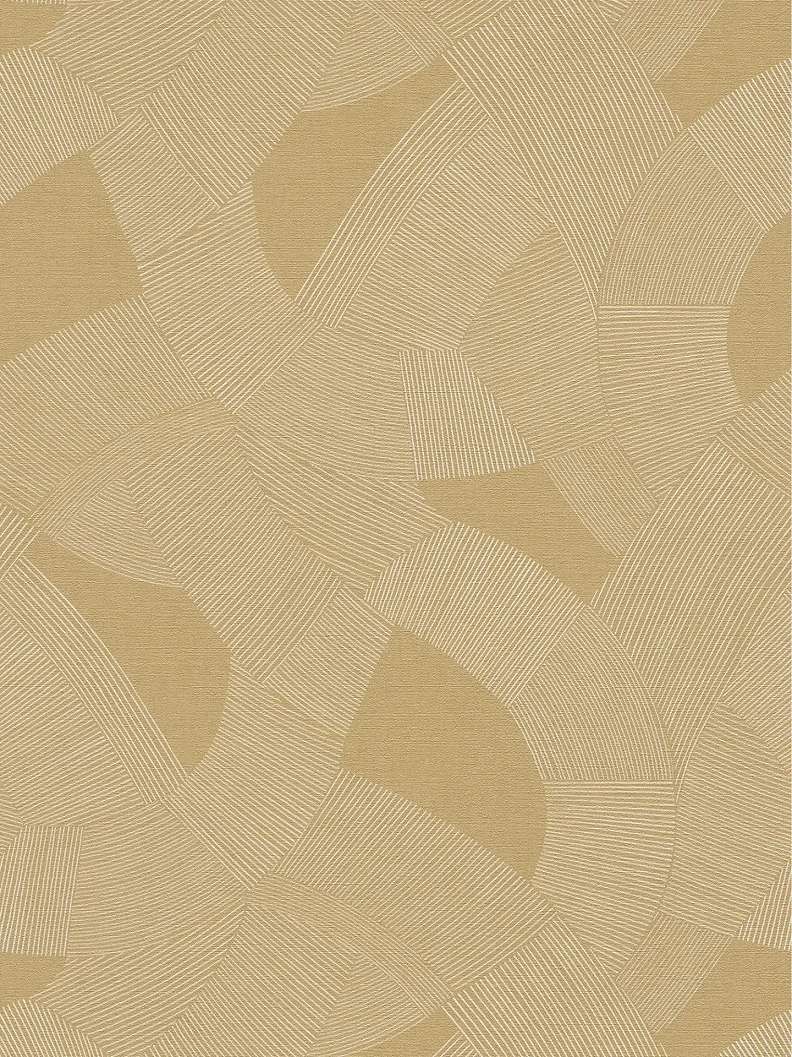Mosható dekor tapéta geometrikus mintával enyhén fényes sárga és barna színben