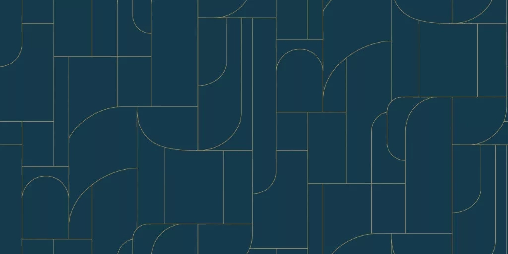 Mosható dekor tapéta geometrikus mintával metálos arany és sötétkék színben