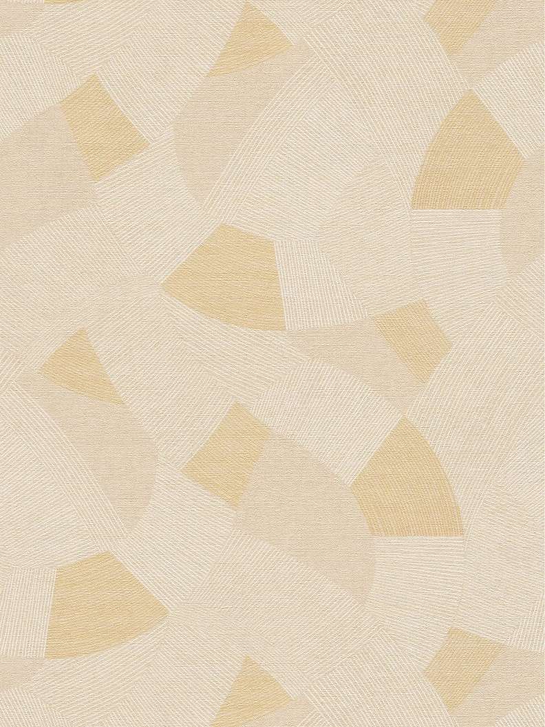Mosható dekor tapéta geometrikus mintával metálos beige és krém színben