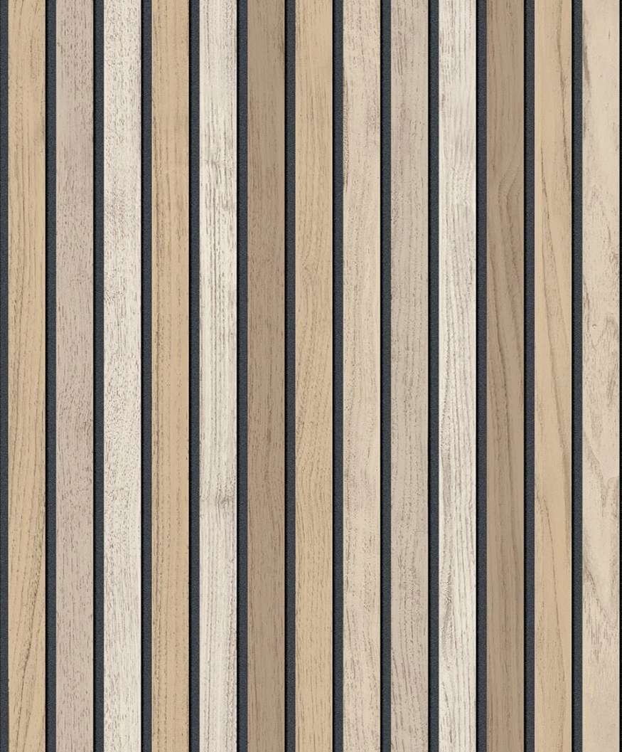 Mosható dekor tapéta keskeny csíkos fahatású mintával barna színben