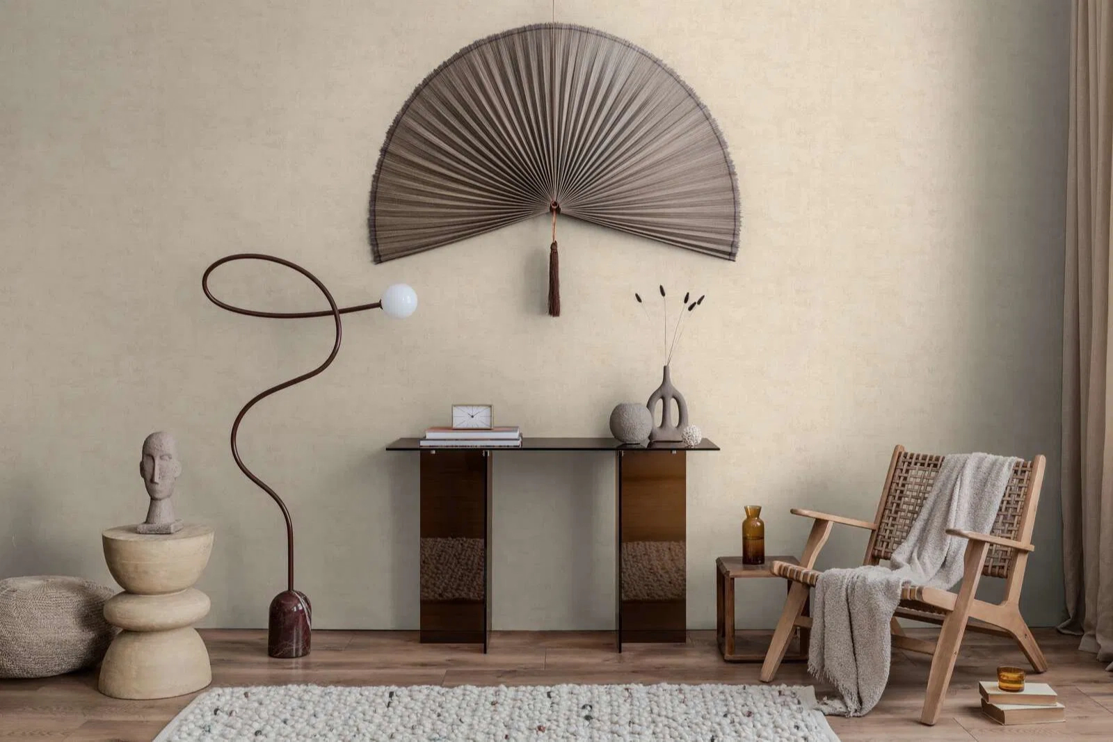 Mosható dekor tapéta koptatott mintával szürkésbeige színben