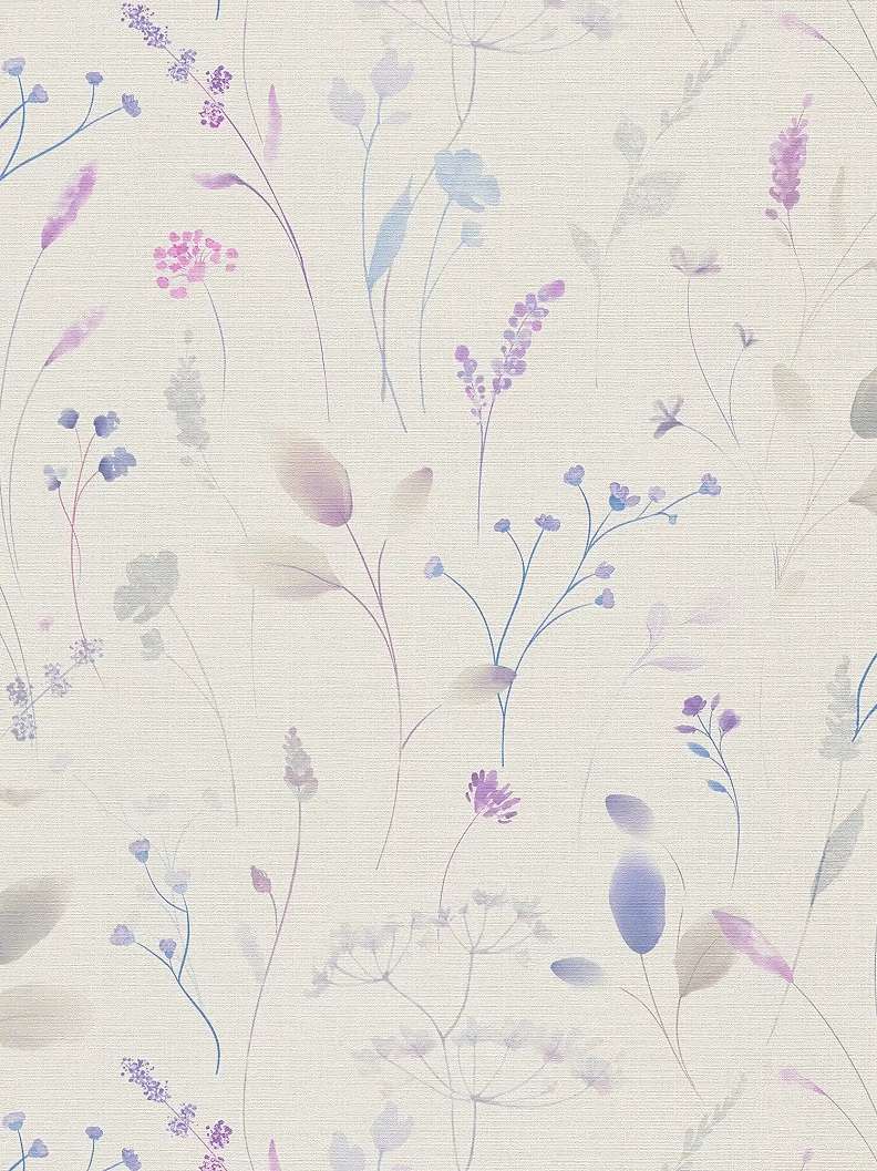 Mosható dekor tapéta mezeivirág mintával kék és lila színben