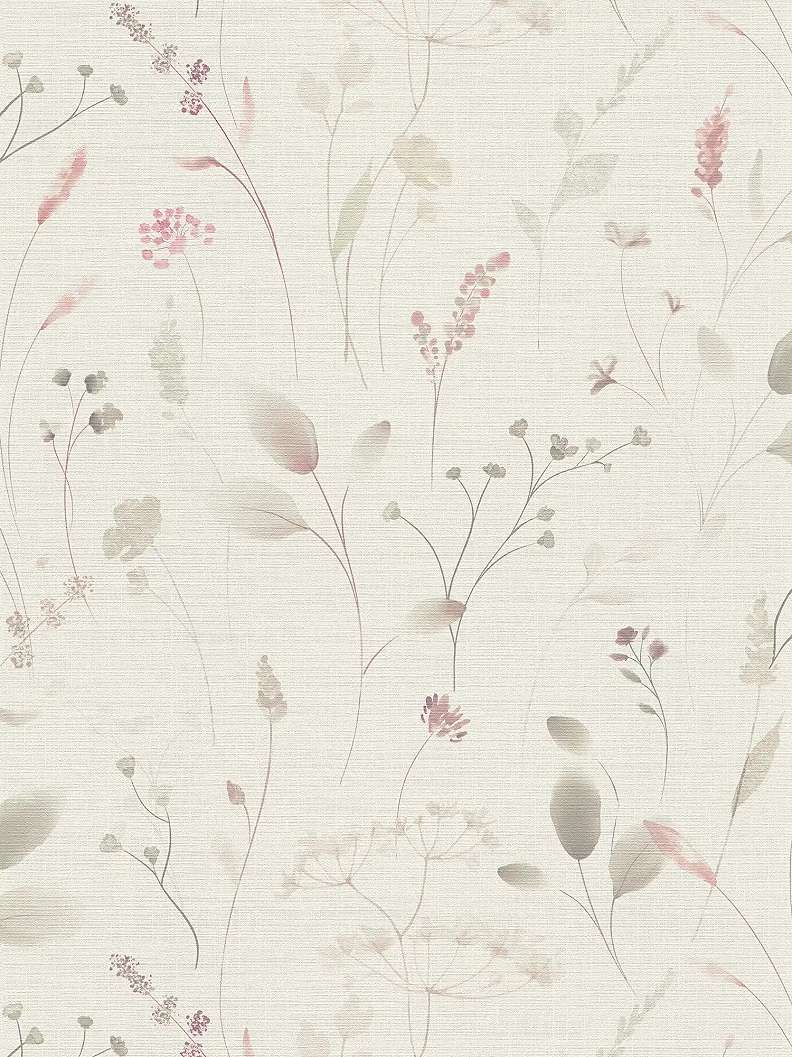 Mosható dekor tapéta mezeivirág mintával rózsaszín és szürke színben