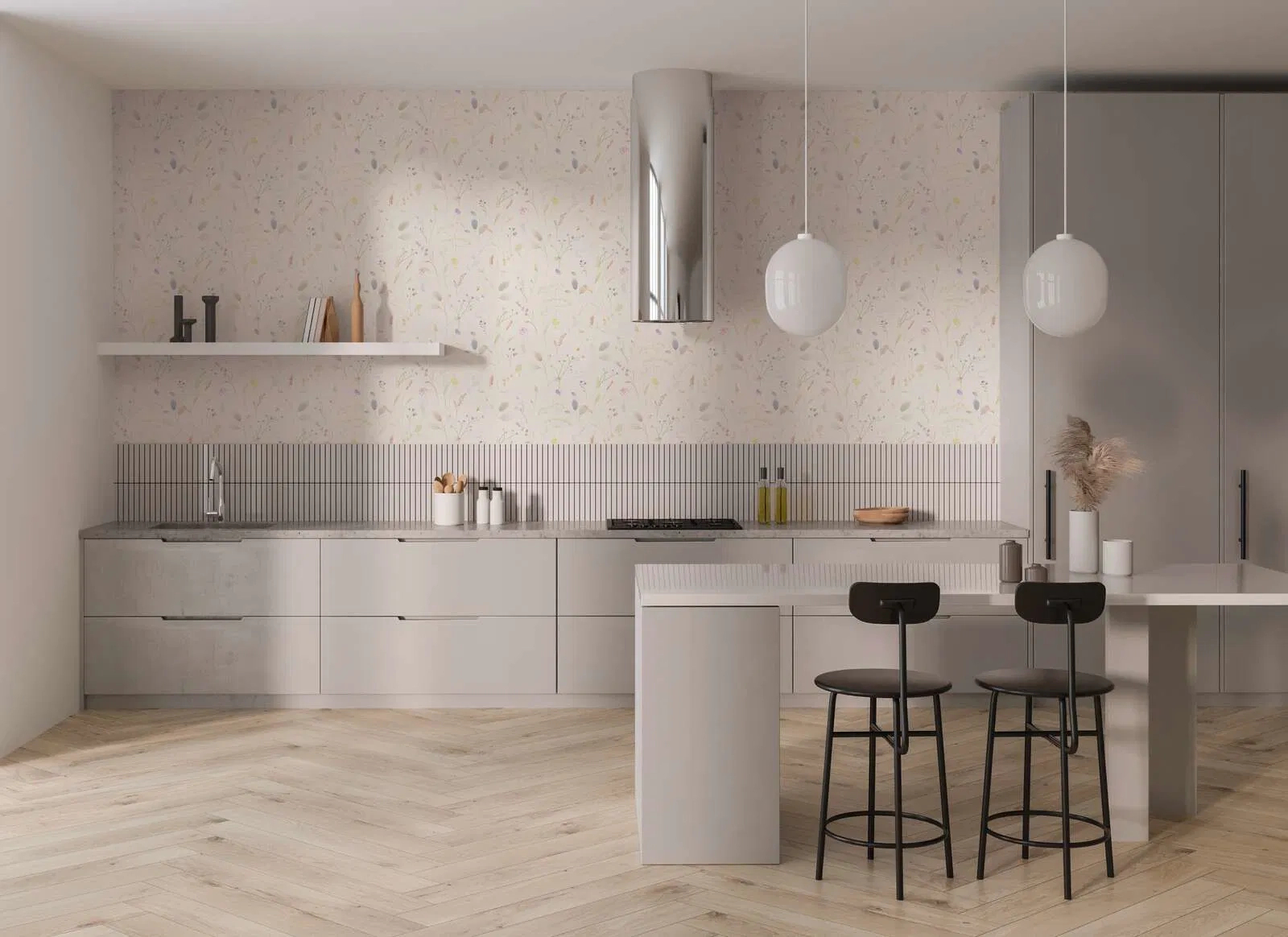 Mosható dekor tapéta mezeivirág mintával sokszínű pasztel színben