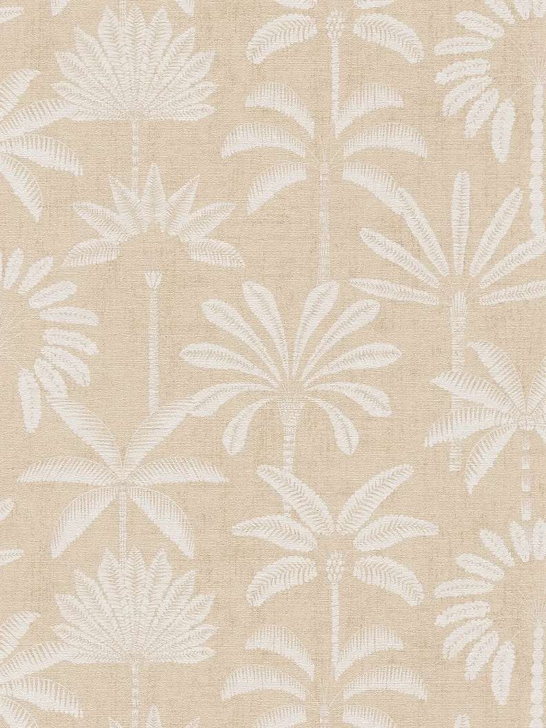 Mosható dekor tapéta pálmafa mintával enyhén fényes krém és beige színben