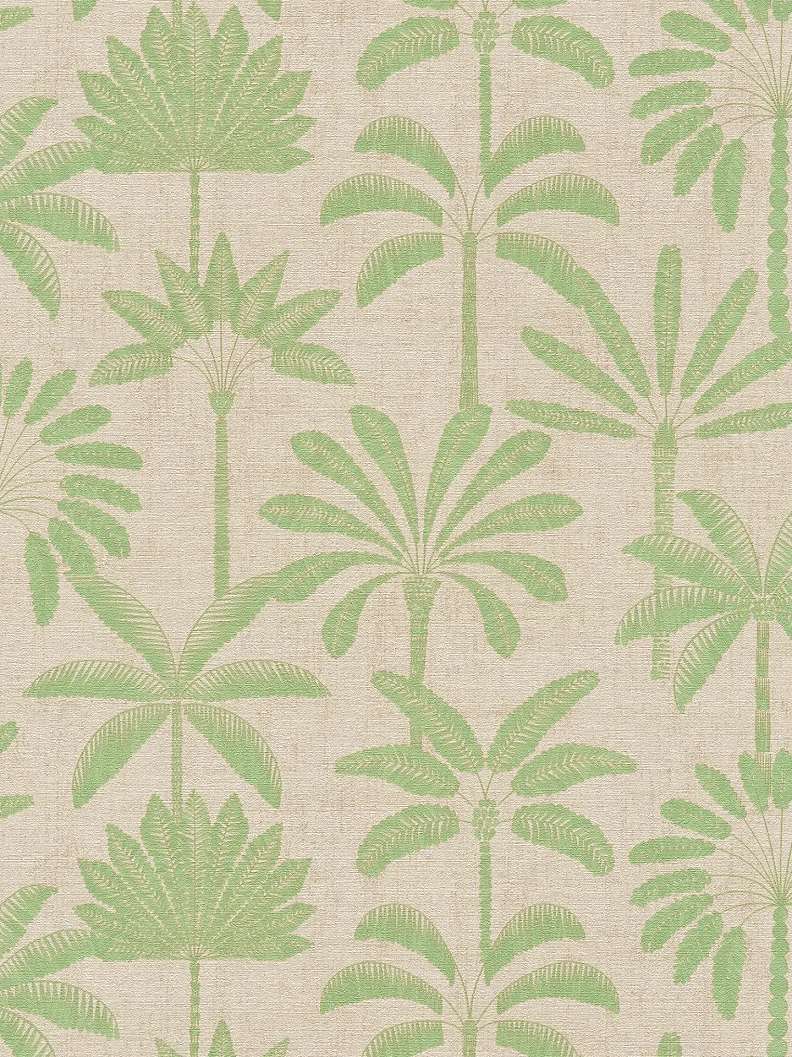 Mosható dekor tapéta pálmafa mintával enyhén fényes zöld és szürke színben