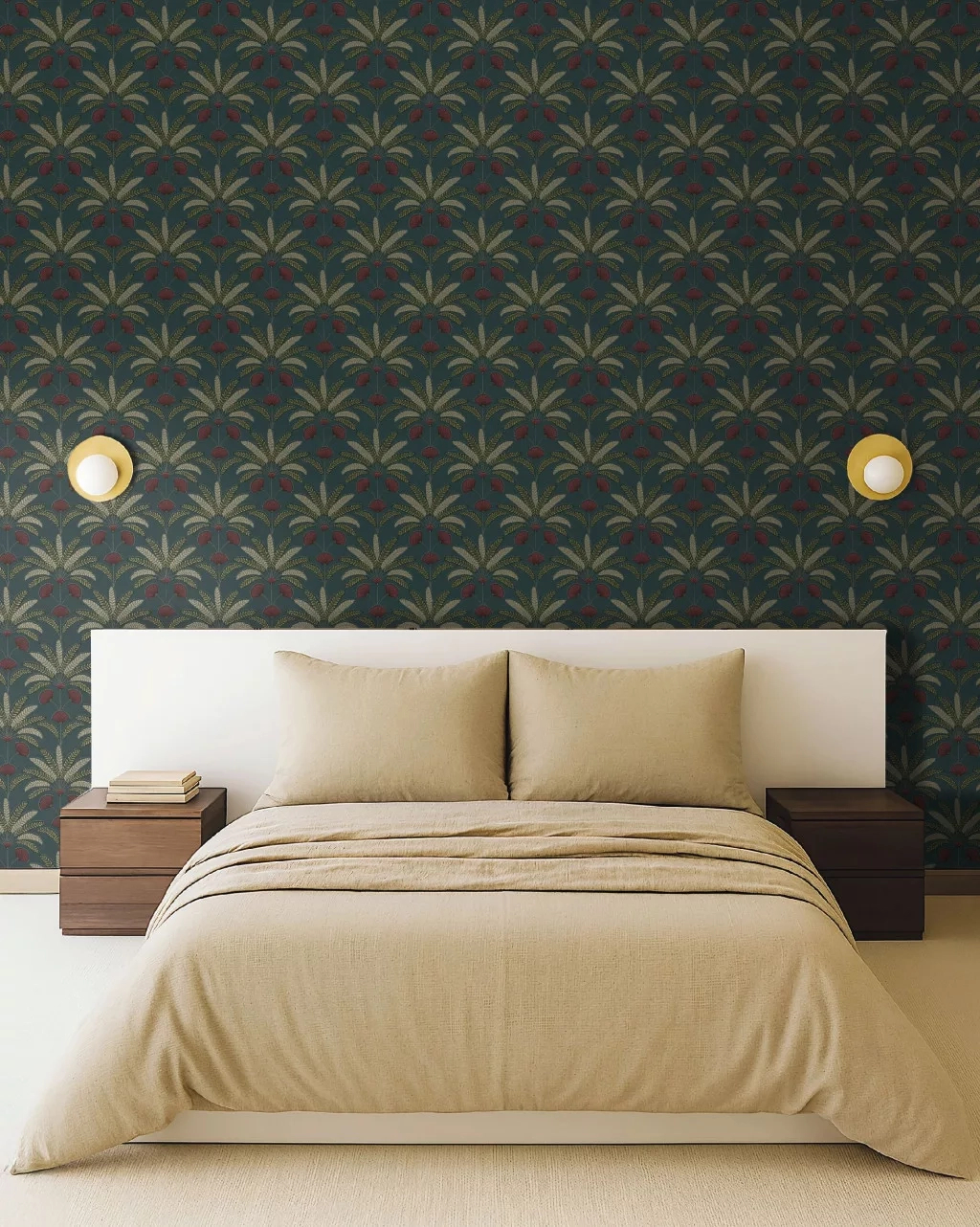 Mosható dekor tapéta pálmafa mintával metálos arany és kék színben