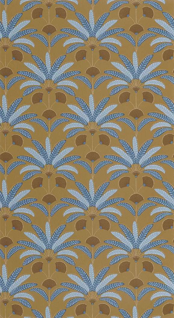 Mosható dekor tapéta pálmafa mintával metálos arany és mustársárga színben