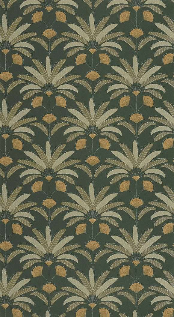 Mosható dekor tapéta pálmafa mintával metálos arany és zöld színben