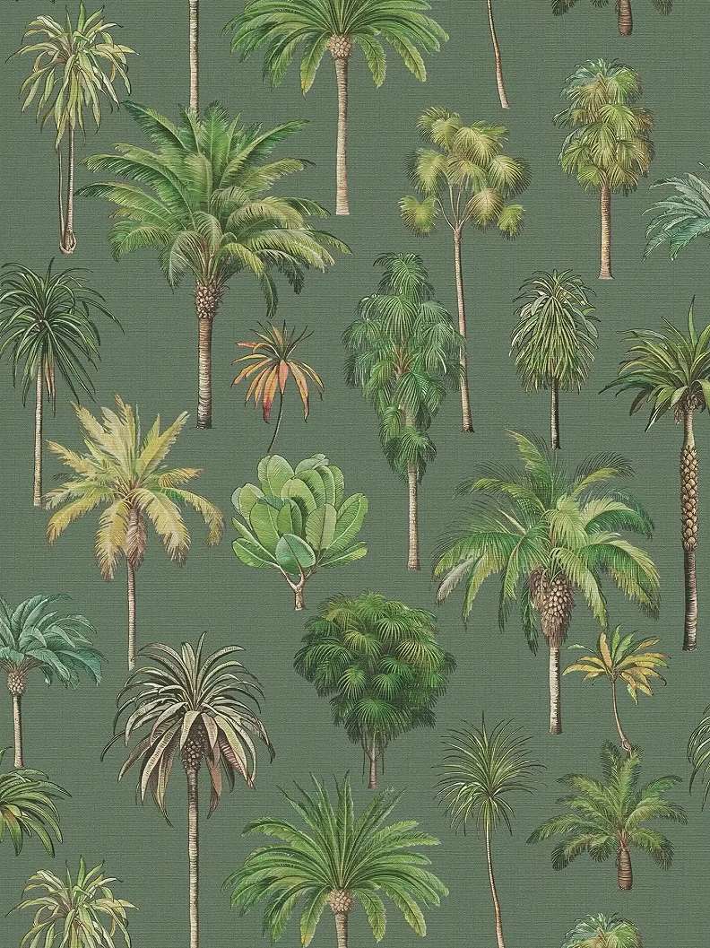 Mosható dekor tapéta pálmafa mintával zöld színben