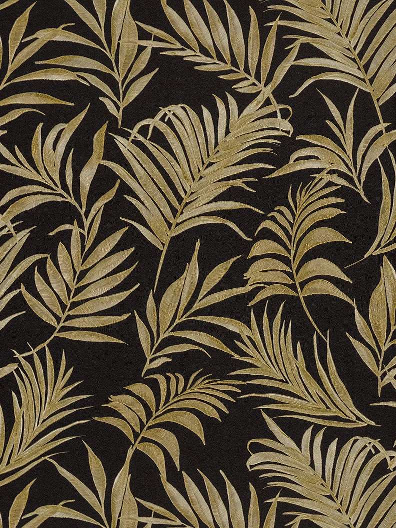 Mosható dekor tapéta pálmalevél mintával fényes arany és fekete színben
