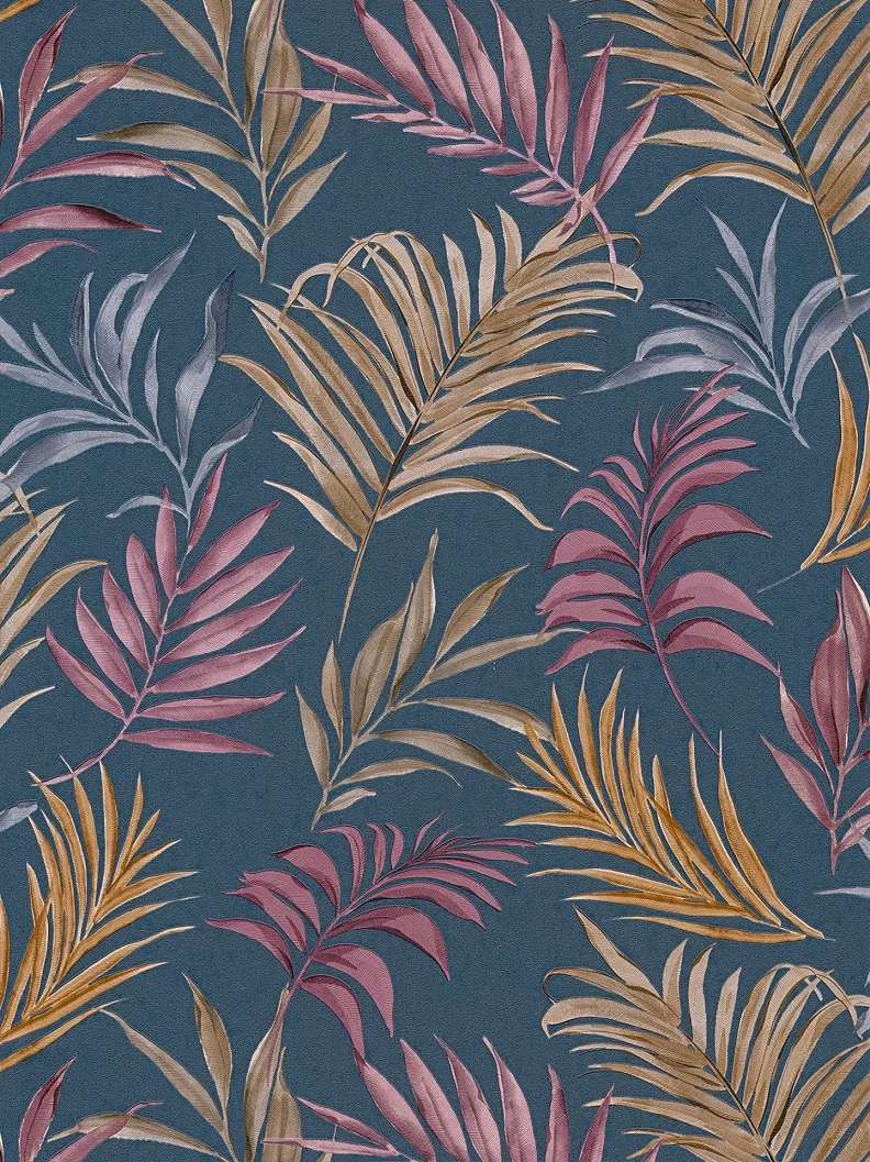 Mosható dekor tapéta pálmalevél mintával fényes lila és narancssárga színben