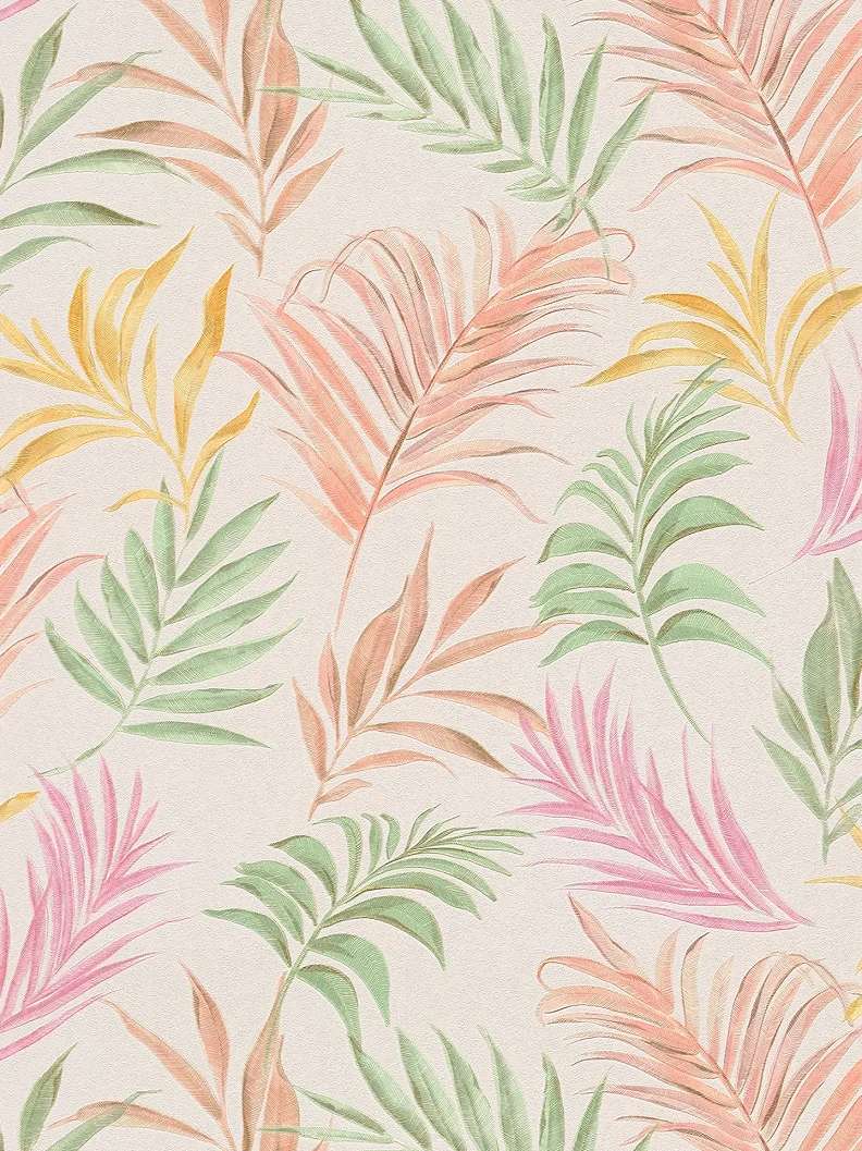 Mosható dekor tapéta pálmalevél mintával fényes zöld és fényes lila színben