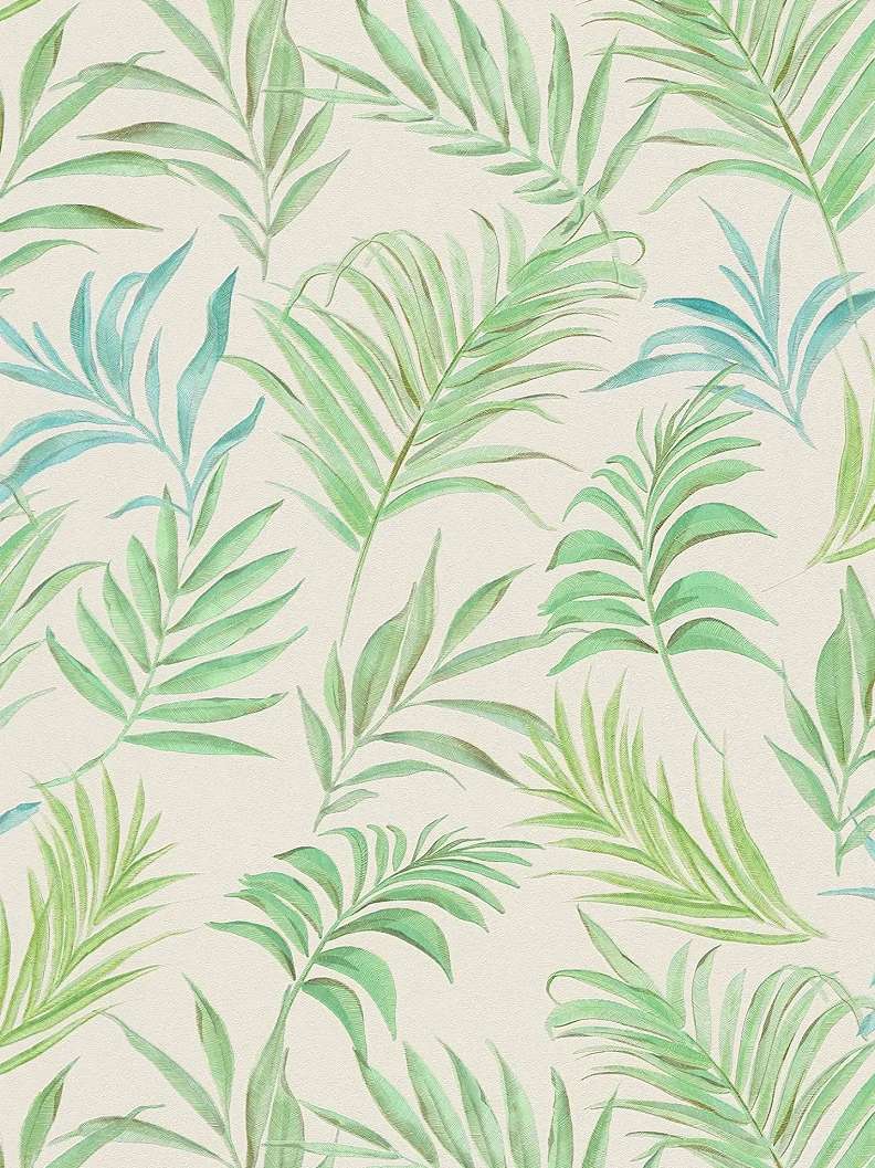 Mosható dekor tapéta pálmalevél mintával fényes zöld és kék színben