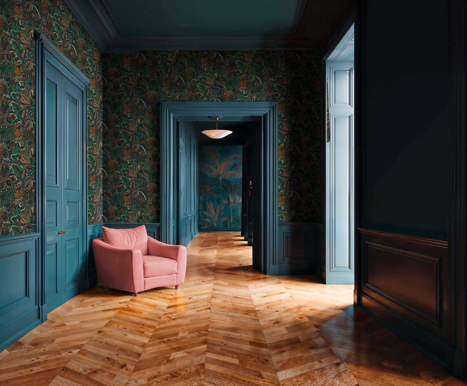 Mosható dekor tapéta pöttyözöt levél és virág mintával matt sokszínű és fekete színben