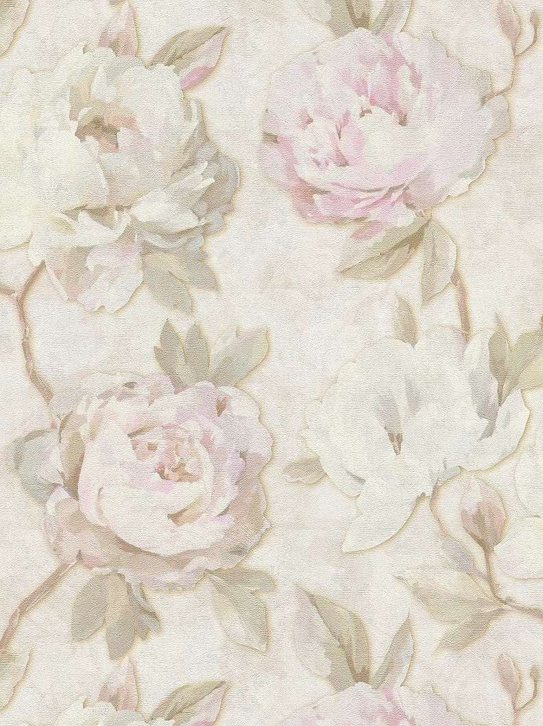 Mosható dekor tapéta rózsa mintával rózsaszín és krém színben