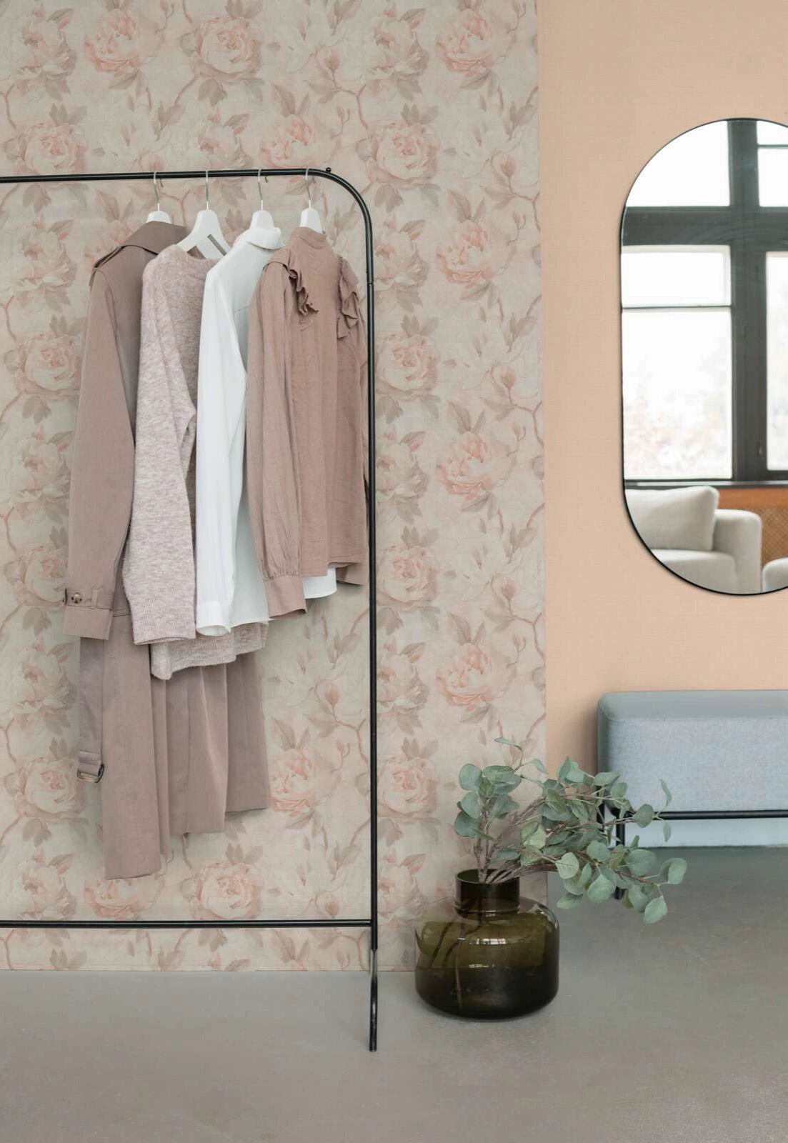 Mosható dekor tapéta rózsa mintával rózsaszín színben