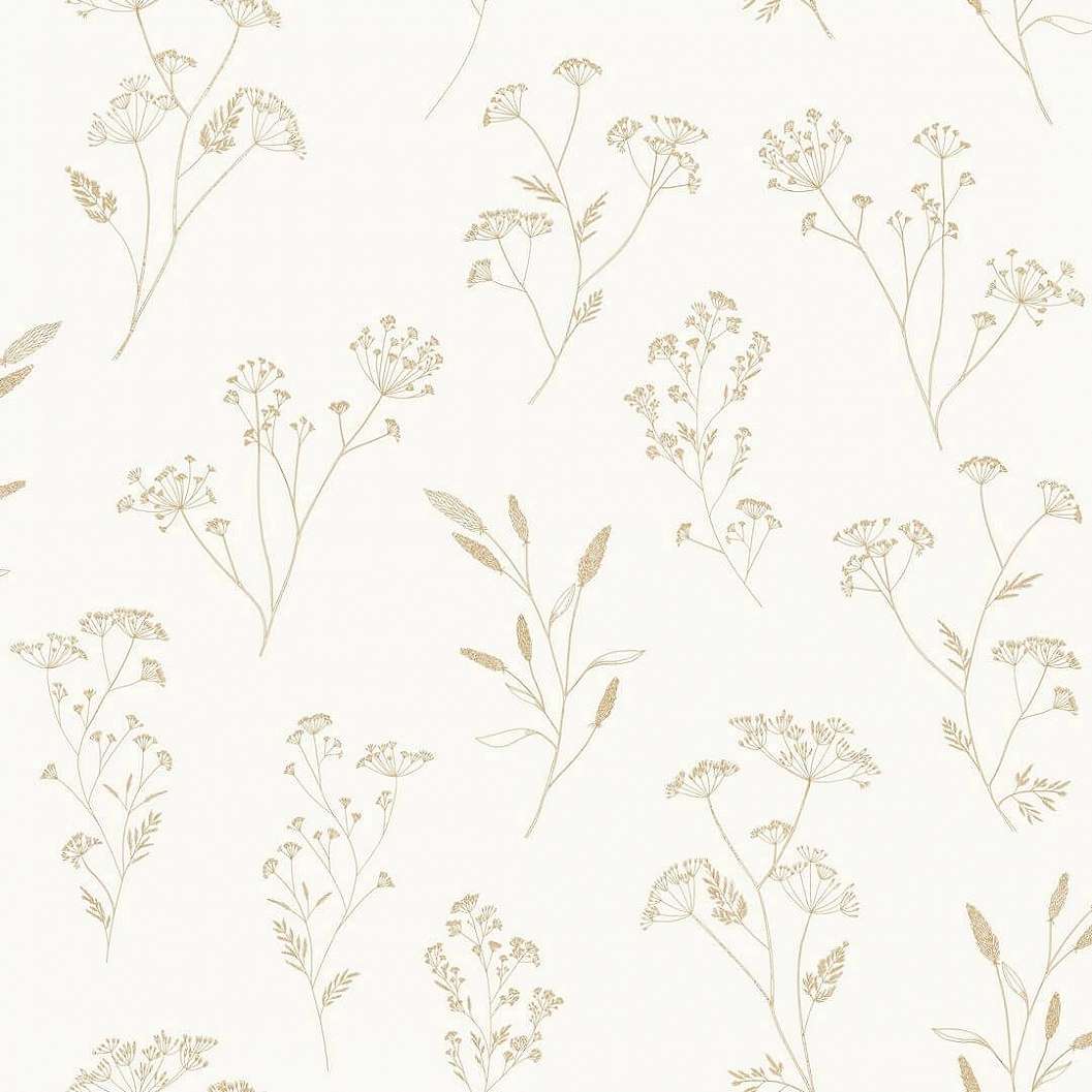 Mosható dekor tapéta stilizált vadvirágos, leveles mintával krém és beige színben