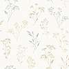 Mosható dekor tapéta stilizált vadvirágos, leveles mintával krém, szürke és világosbarna színekkel