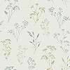 Mosható dekor tapéta stilizált vadvirágos, leveles mintával világoszöld, szürke és világosbarna színekkel