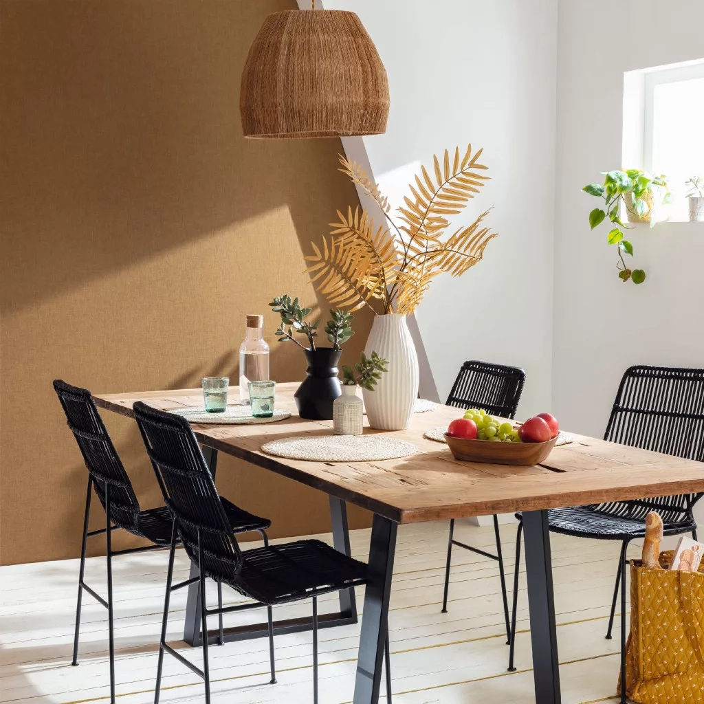 Mosható dekor tapéta textilhatású mintával barna színben