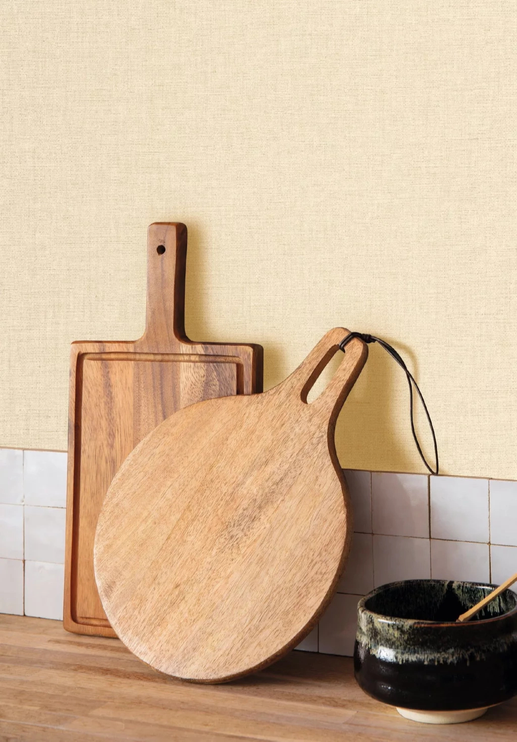 Mosható dekor tapéta textilhatású mintával metálos arany és krém színben