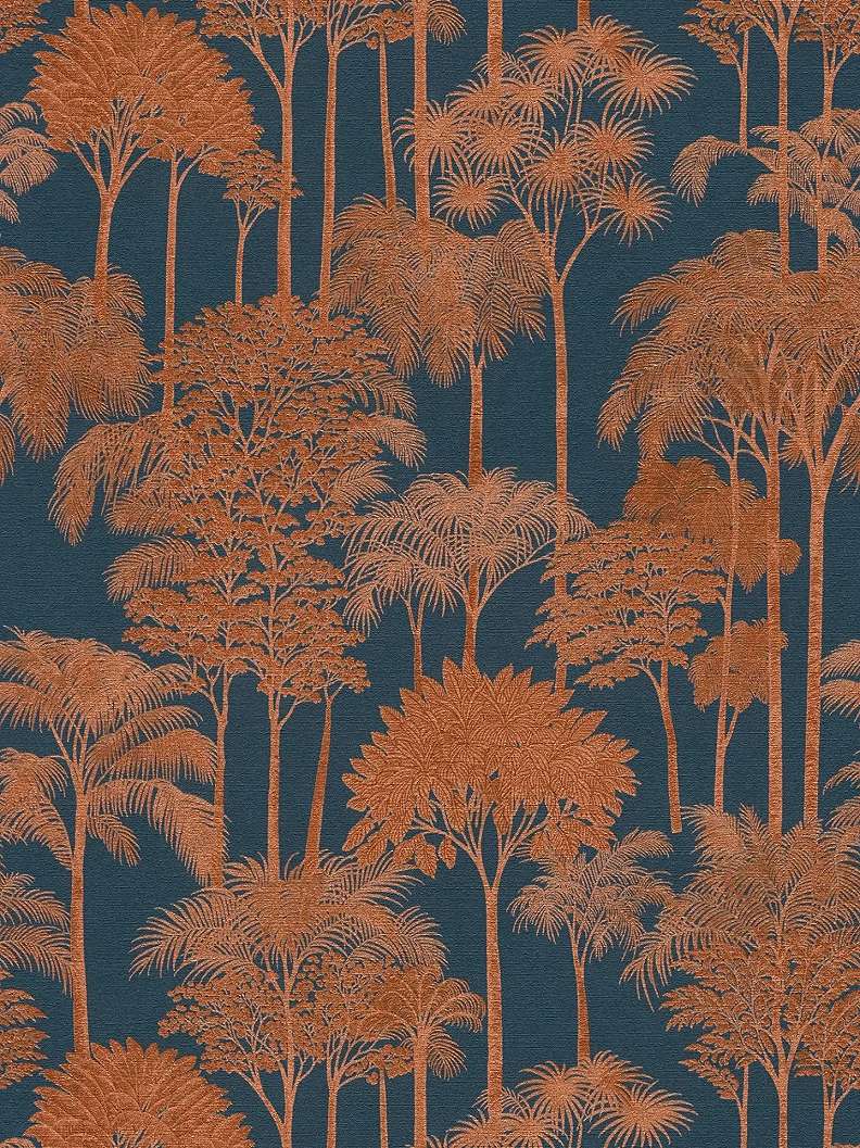 Mosható dekor tapéta trópusi fa mintával metálos bronz és fekete színben