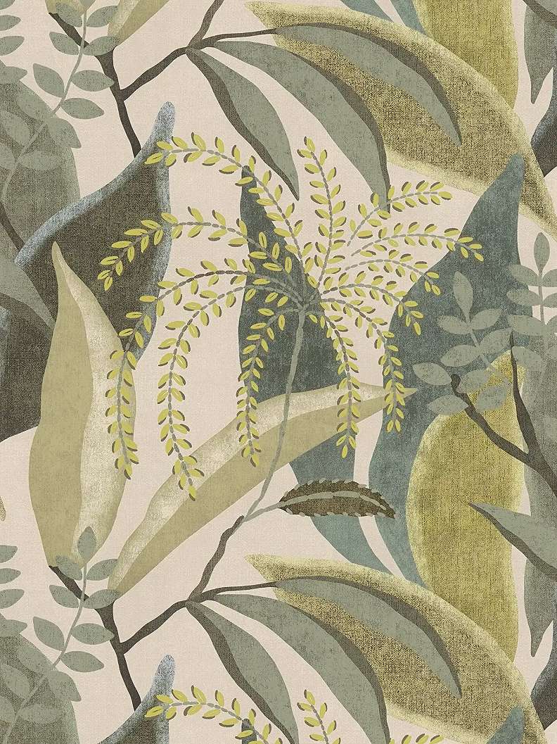 Mosható dekor trapéta pálma mintával zöld és beige színben