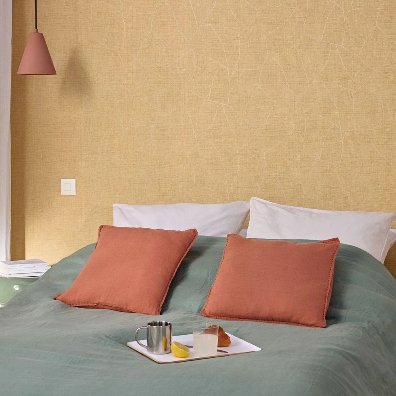 Mosható design tapéta geometriai mintával beige színben