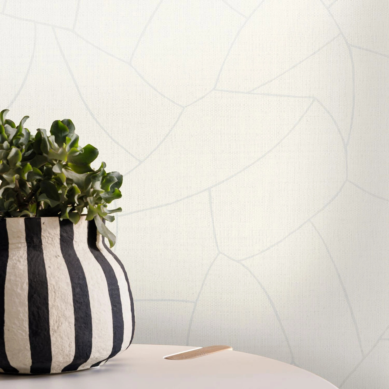 Mosható design tapéta geometriai mintával fehér színben