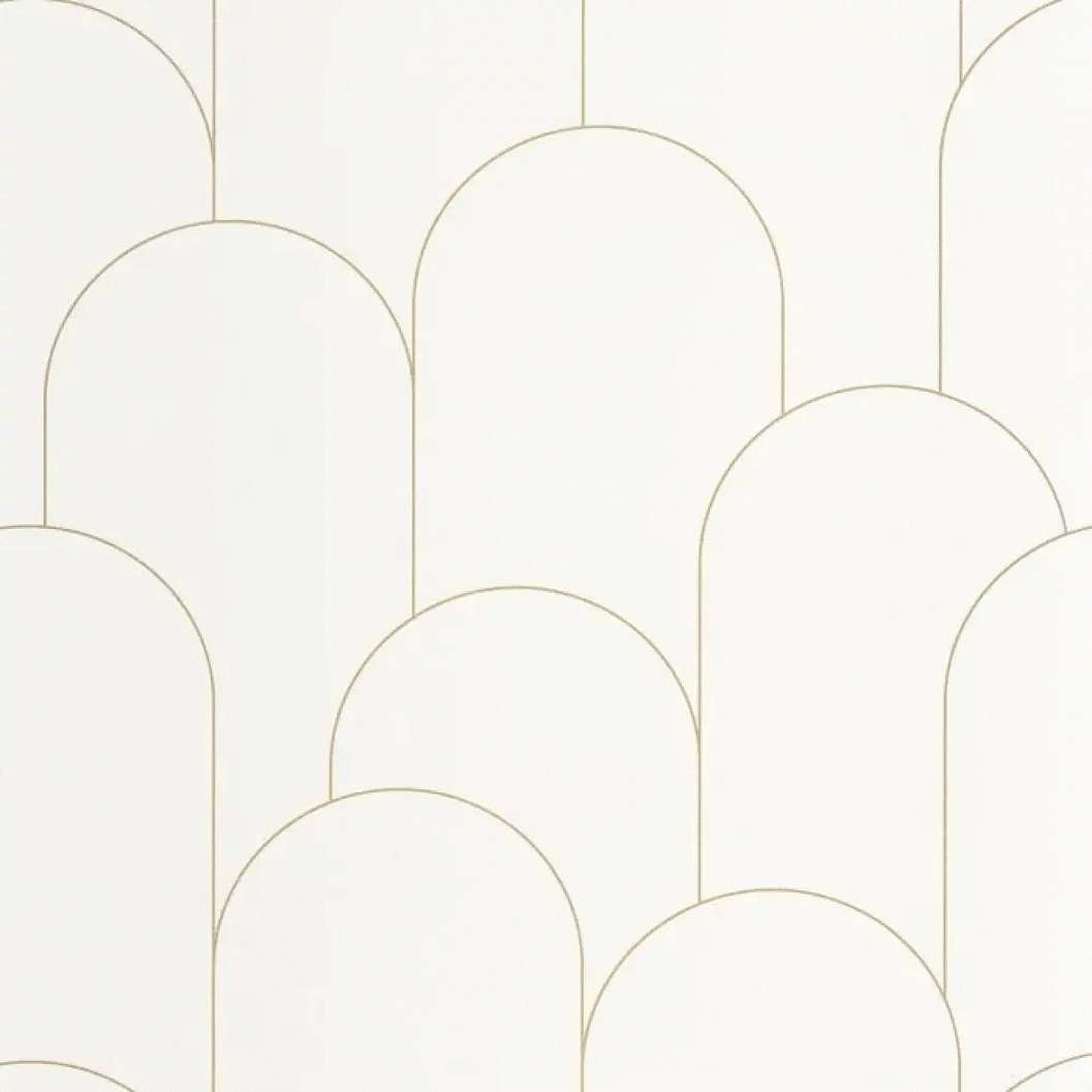 Mosható design tapéta geometrikus mintával arany és fehér színben