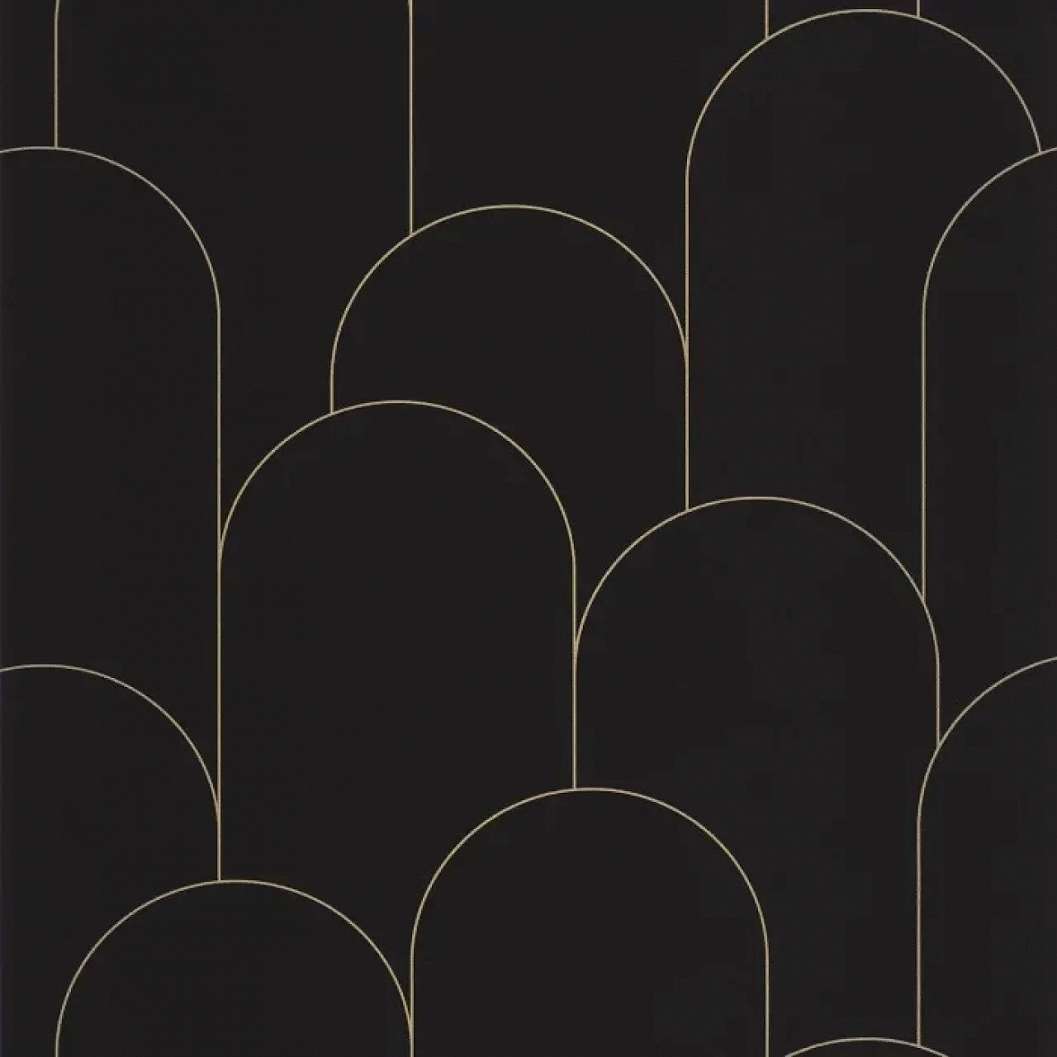 Mosható design tapéta geometrikus mintával fekete és arany színben