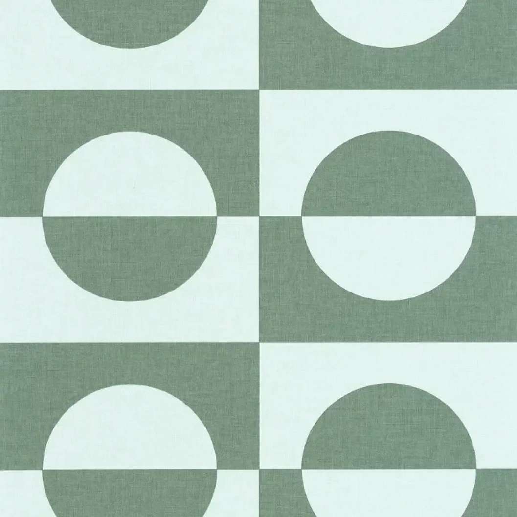 Mosható design tapéta kör és négyzet mintával zöld színben