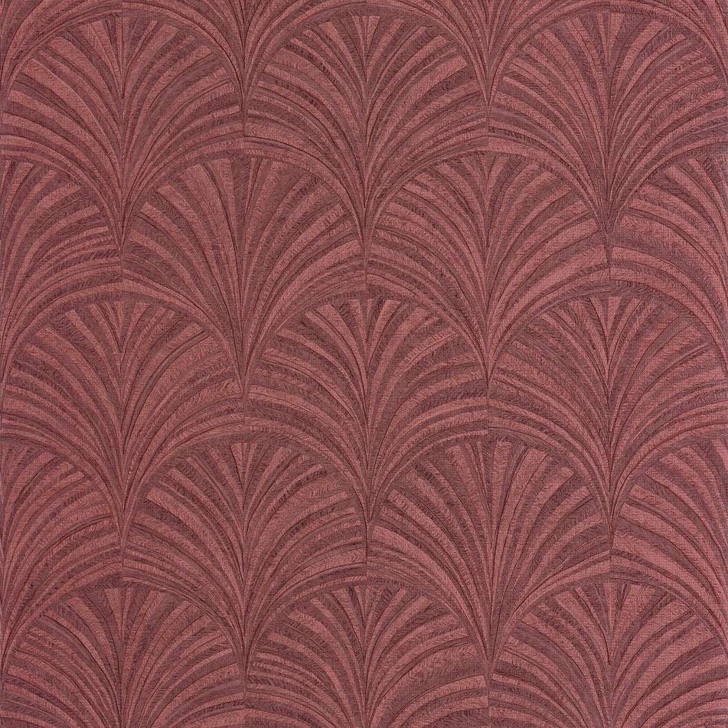 Mosható design tapéta legyező mintával bordó színben