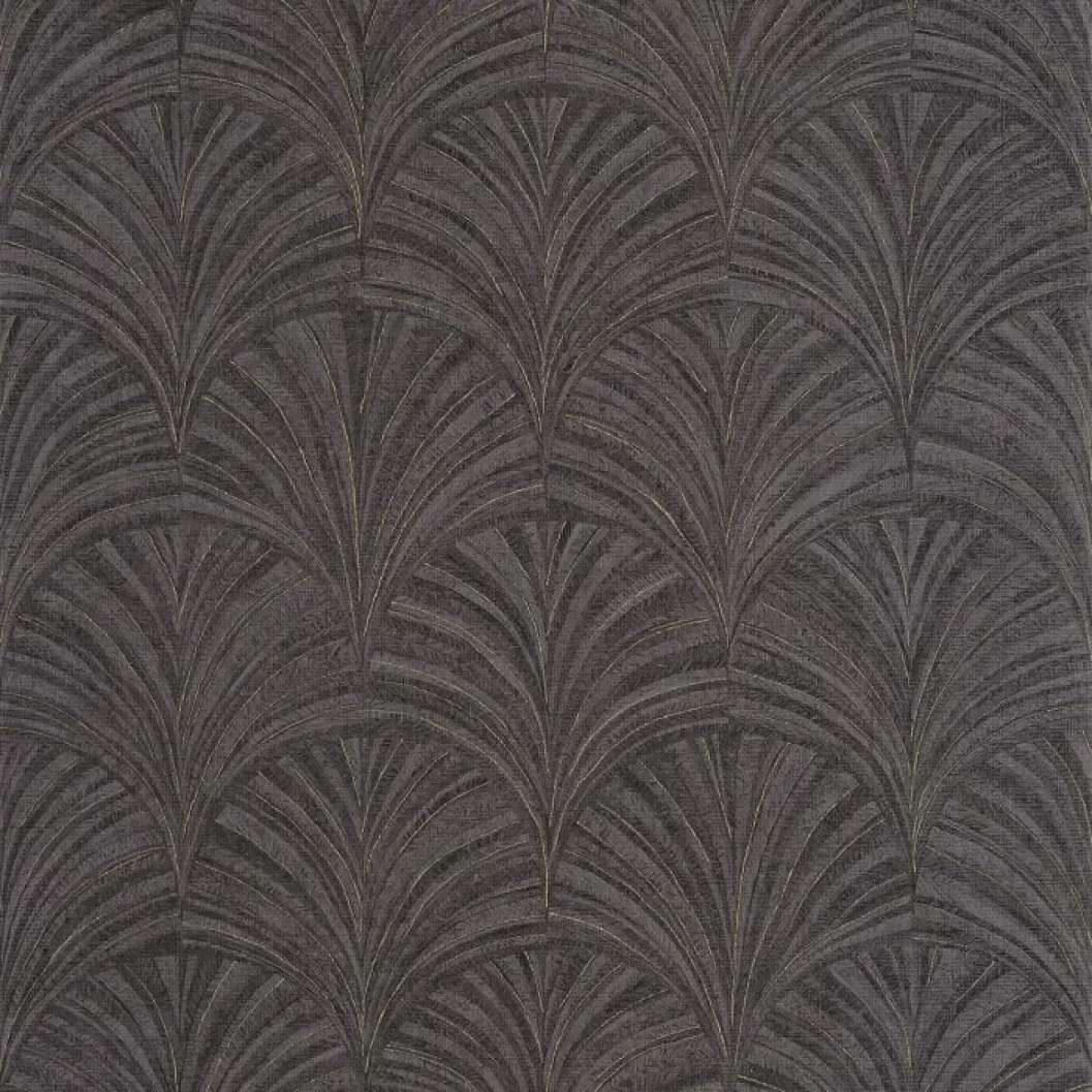 Mosható design tapéta legyező mintával fekete színben