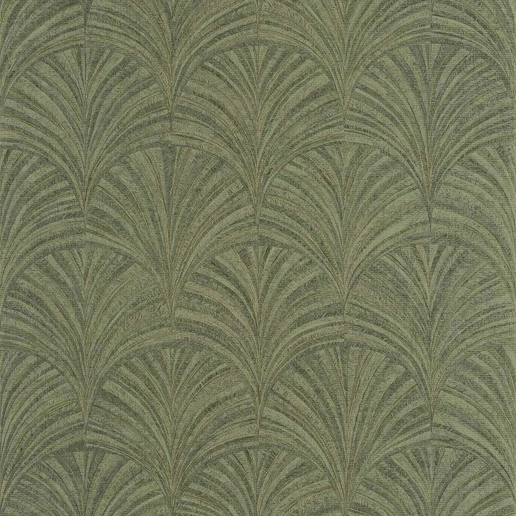 Mosható design tapéta legyező mintával zöld színben