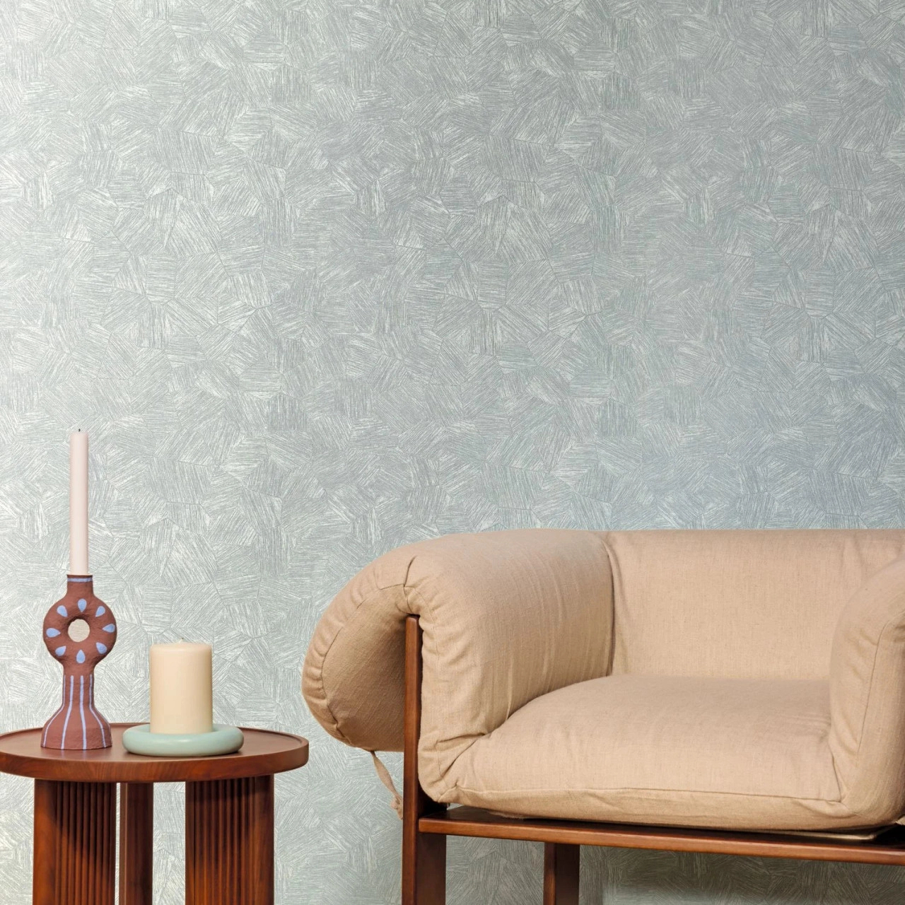 Mosható design tapéta ötszöges geometriai mintával kék színben