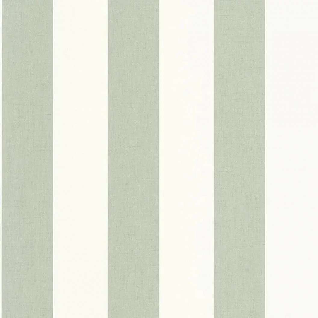 Mosható design tapéta széles csíkos mintás zsályazöld és krém színben