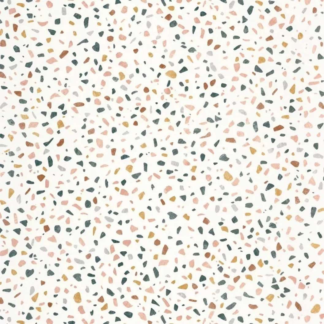 Mosható design tapéta terrazzo minta zöld és barna színben