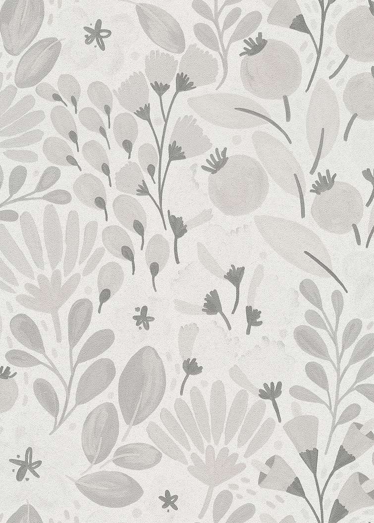 Mosható design tapéta virág mintával szürke színben