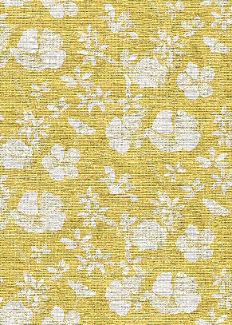 Mosható design tapéta virág sziluett mintával sárga színben