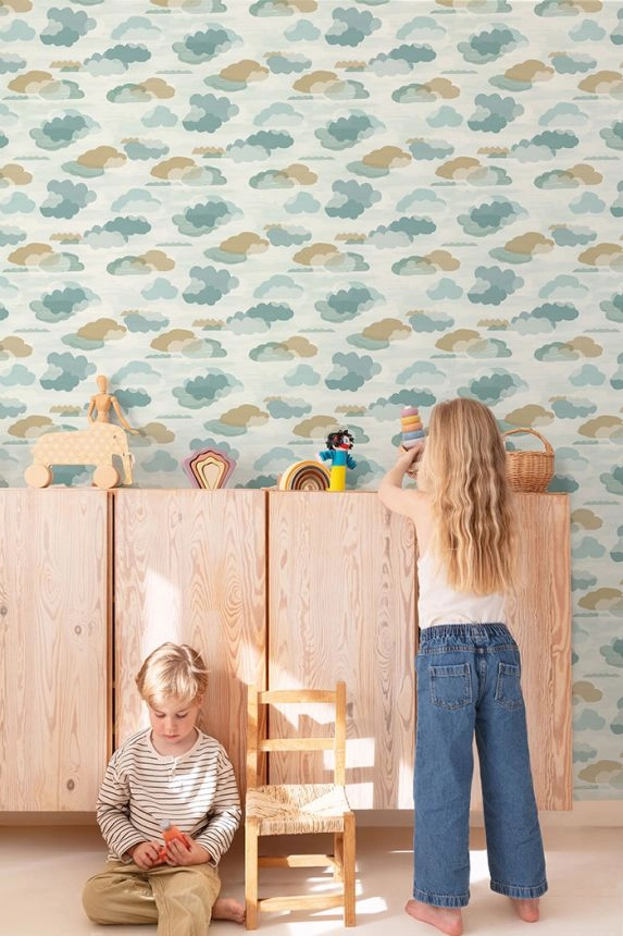 Mosható gyerek tapéta felhő mintával