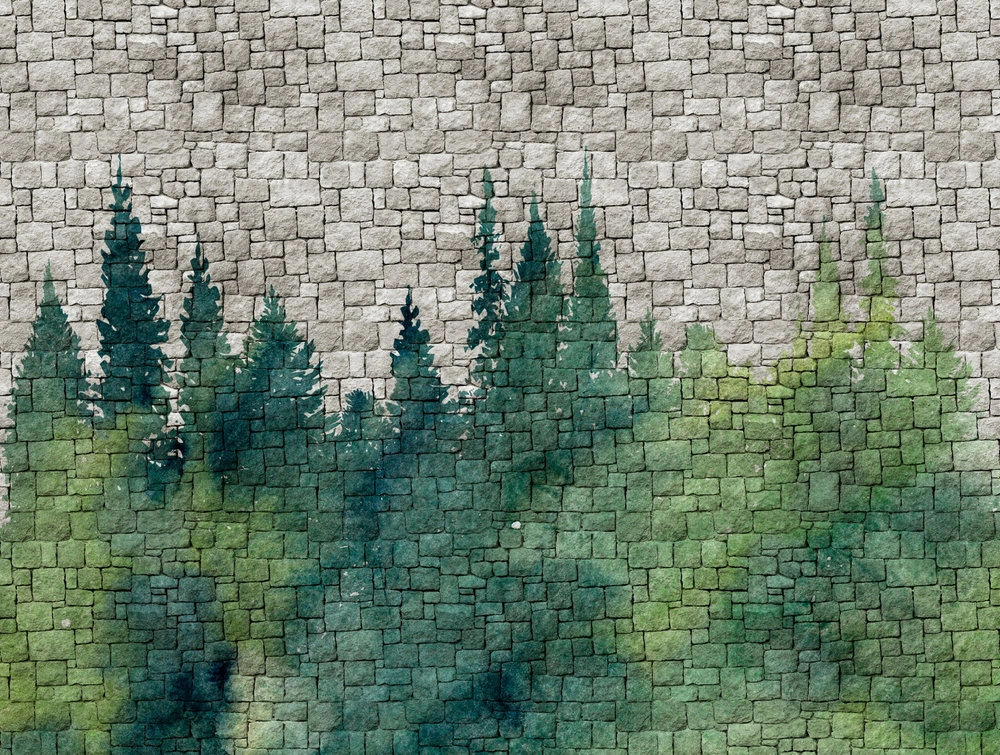 Mosható poszter kőmintás alapon erdei tájkép mintával